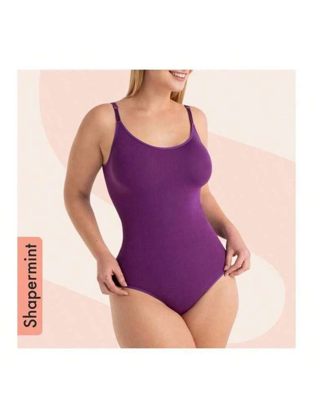 Shapermint Essentials All Day Every Day Scoop Neck Bodysuit Mulberry